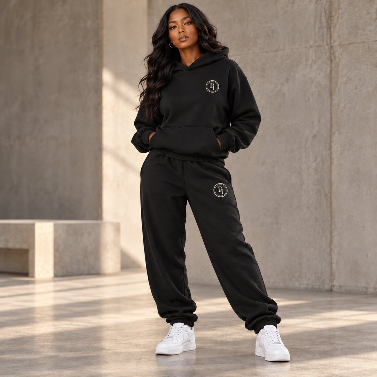 BELIEVER IDENTITY | Essential Sweatpants — Warm Ivory BI Emblem