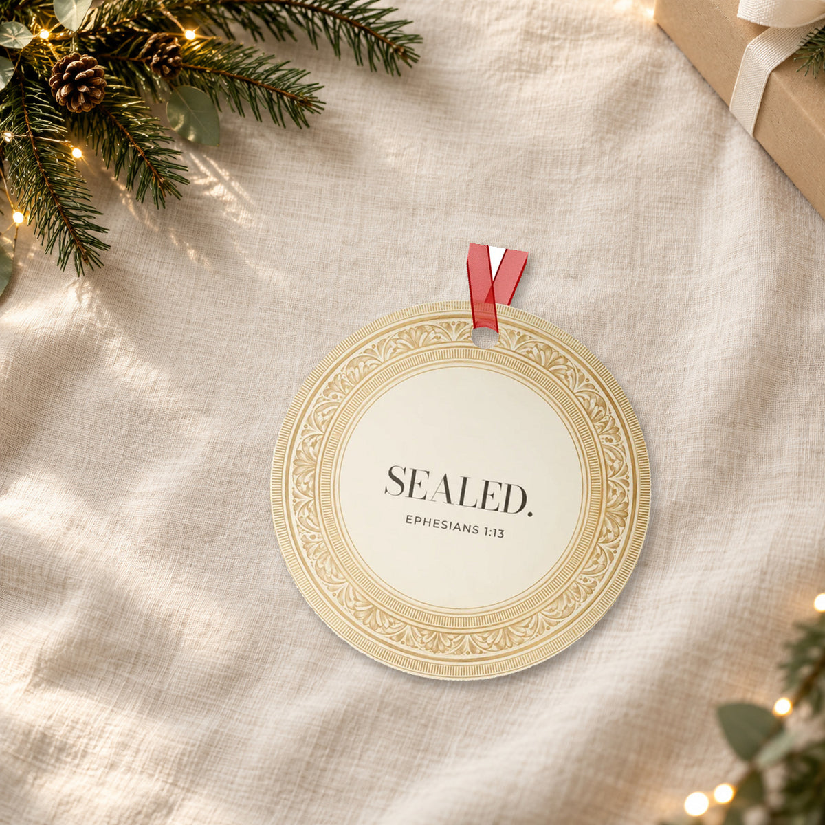 SEALED. — Ephesians 1:13 Metal Keepsake Ornament