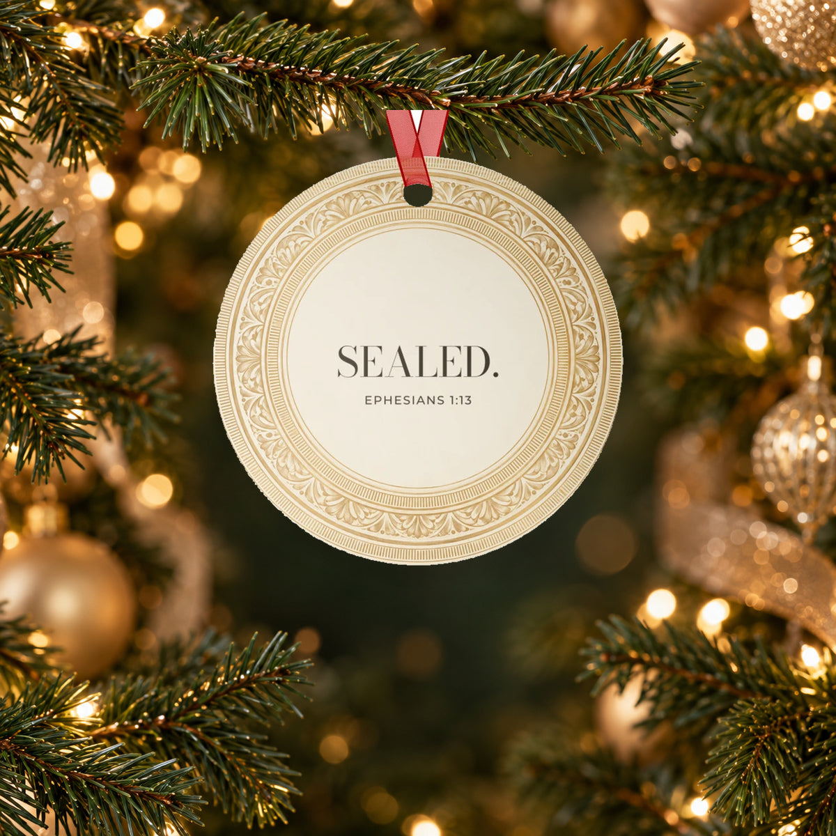 SEALED. — Ephesians 1:13 Metal Keepsake Ornament