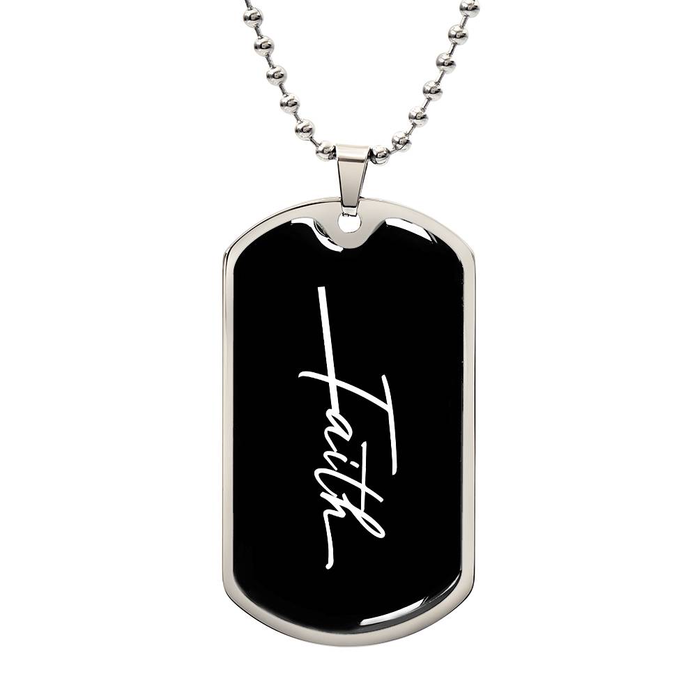 Faith Dog Tag Necklace | Personalized Christian Gift Unisex USA
