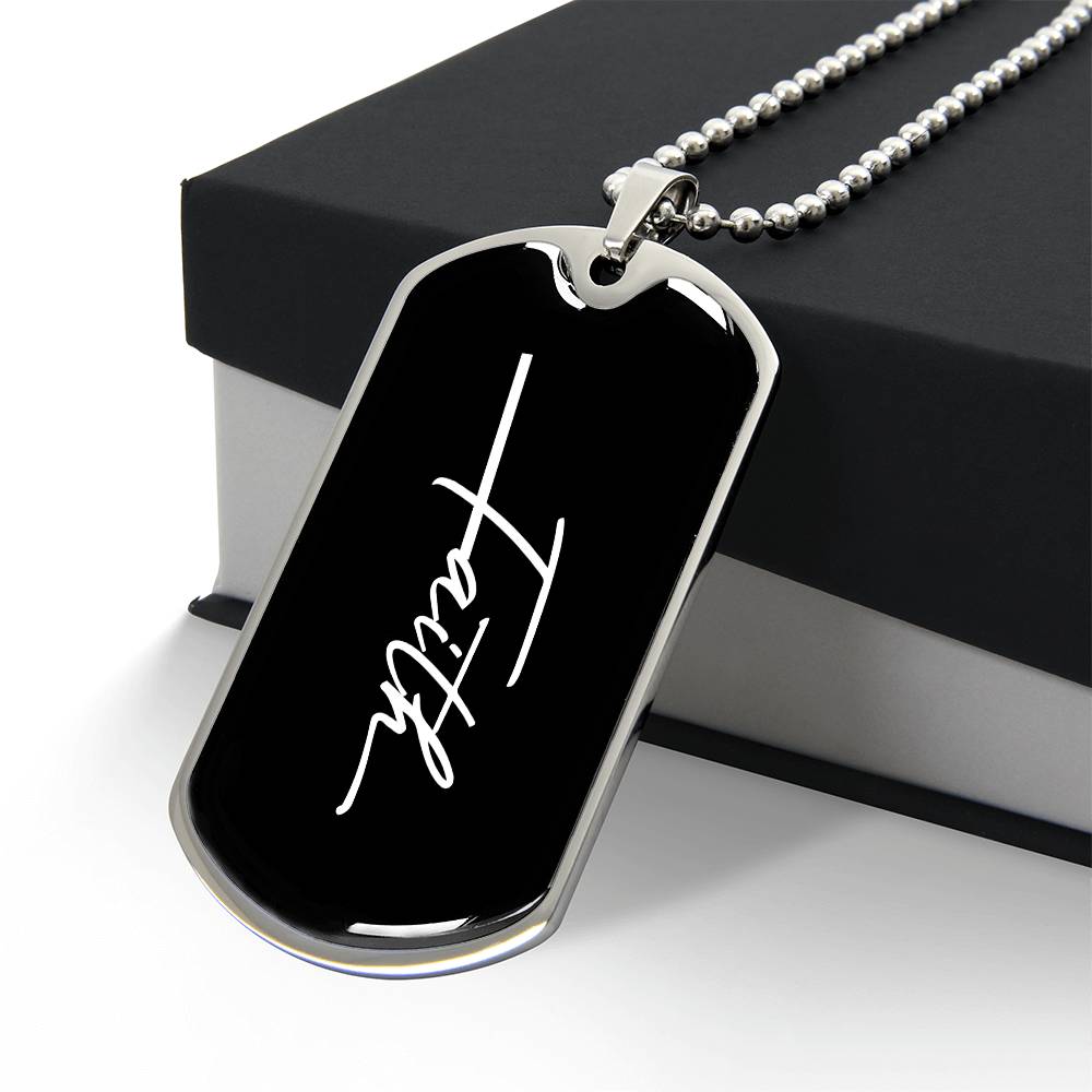 Faith Dog Tag Necklace | Personalized Christian Gift Unisex USA