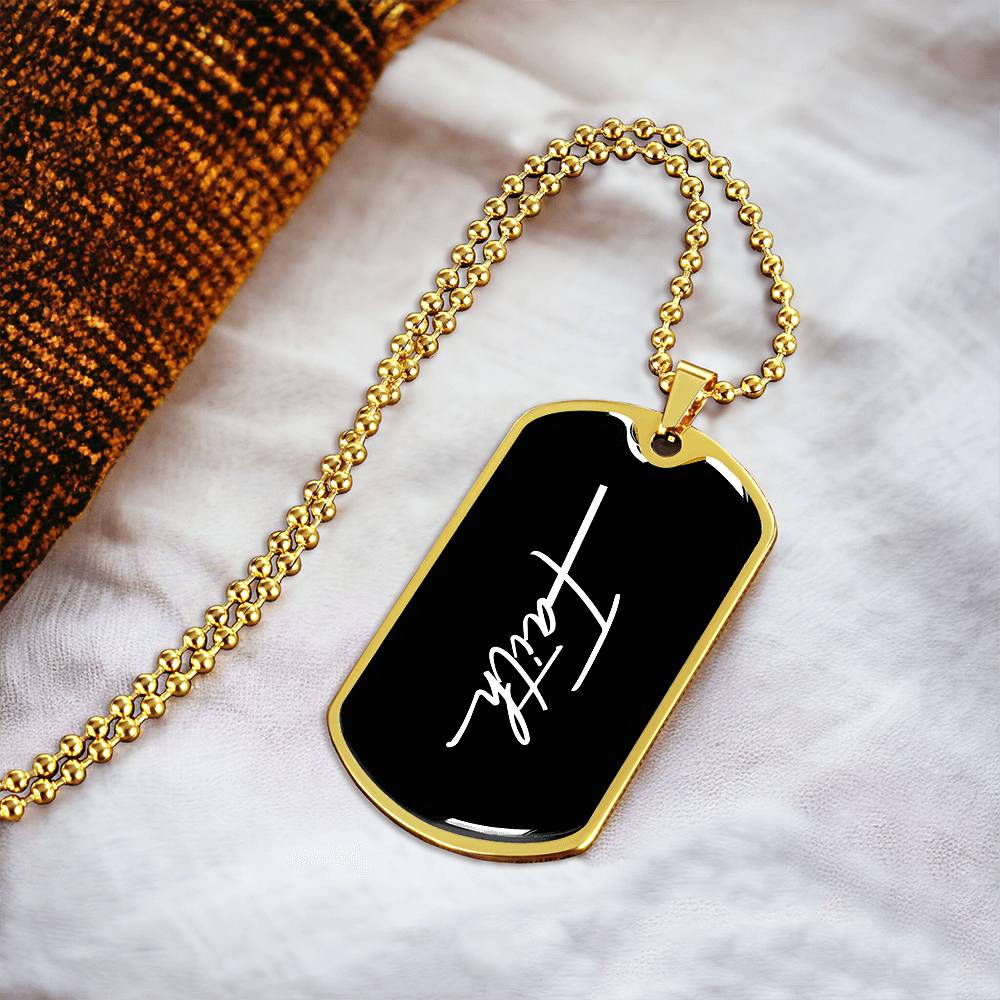 Faith Dog Tag Necklace | Personalized Christian Gift Unisex USA