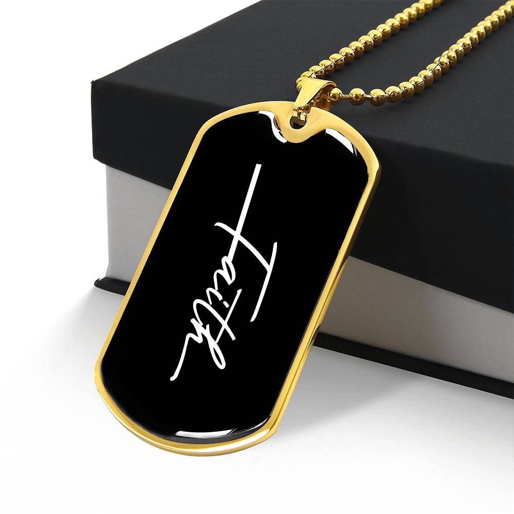 Faith Dog Tag Necklace | Personalized Christian Gift Unisex USA
