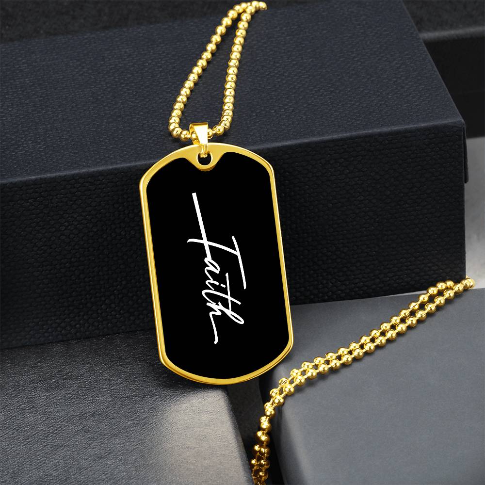 Faith Dog Tag Necklace | Personalized Christian Gift Unisex USA