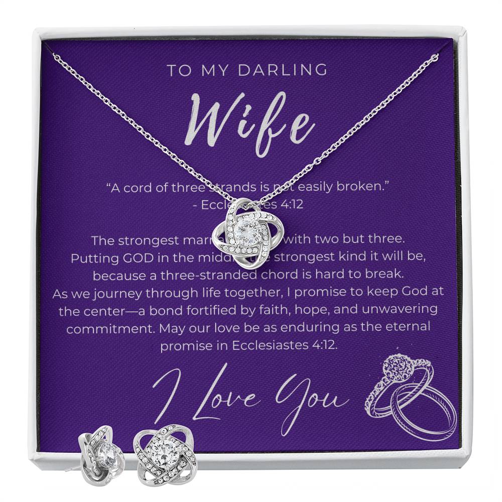 Not Easily Broken, Stunning Love Knot Earring & Necklace Gift Set