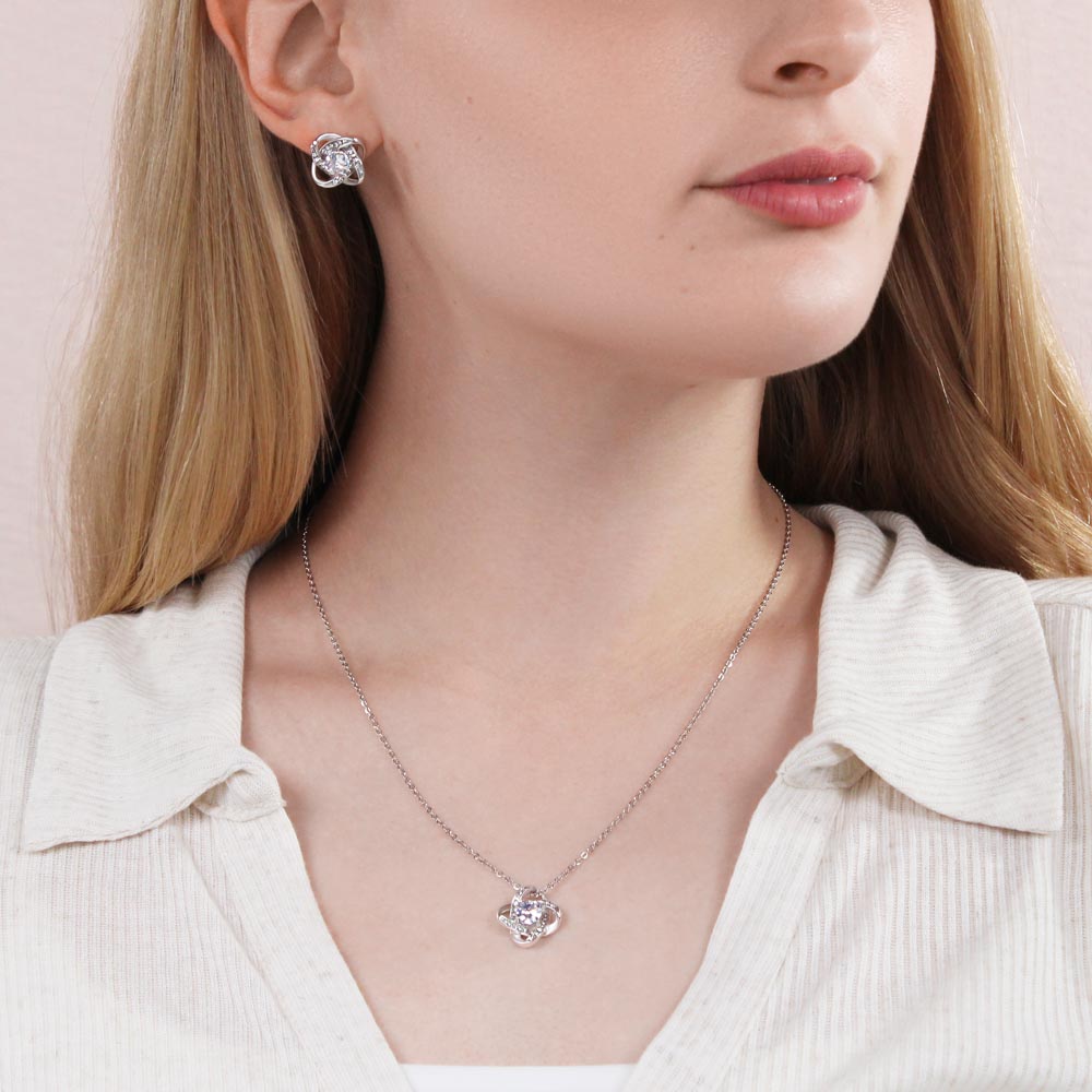 Not Easily Broken, Stunning Love Knot Earring & Necklace Gift Set