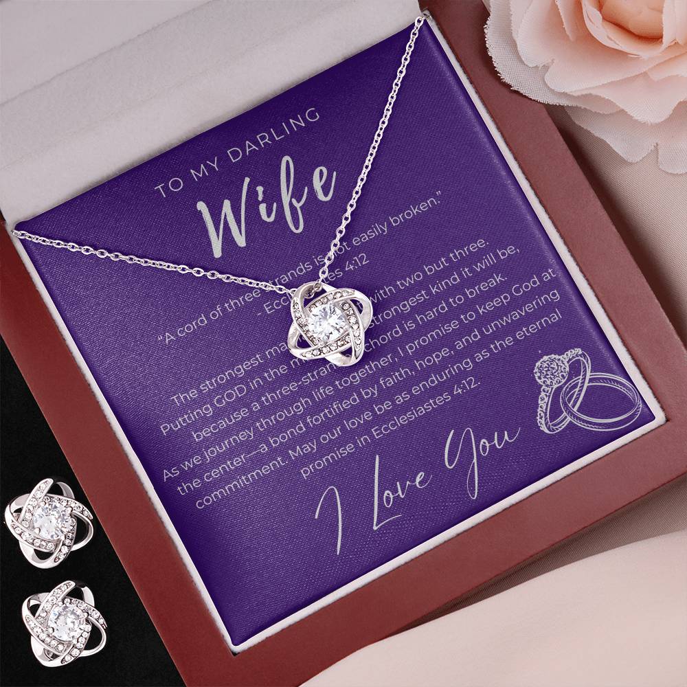 Not Easily Broken Love Knot Necklace & Earring Set | Faith-Inspired Jewelry Gift