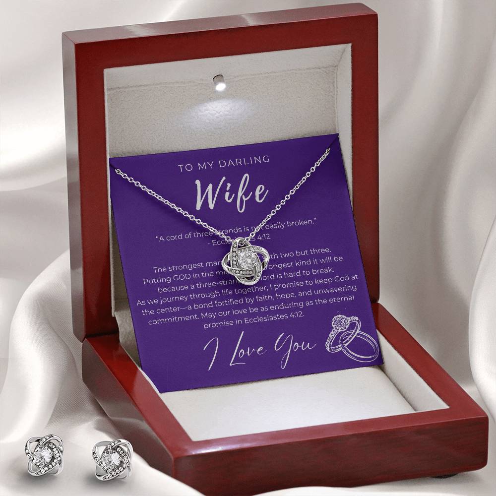 Not Easily Broken, Stunning Love Knot Earring & Necklace Gift Set