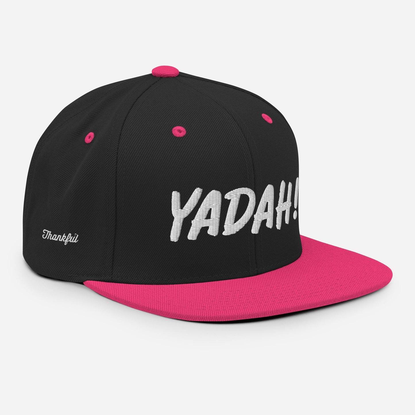 Yadah Embroidered Snapback Baseball Hat - White