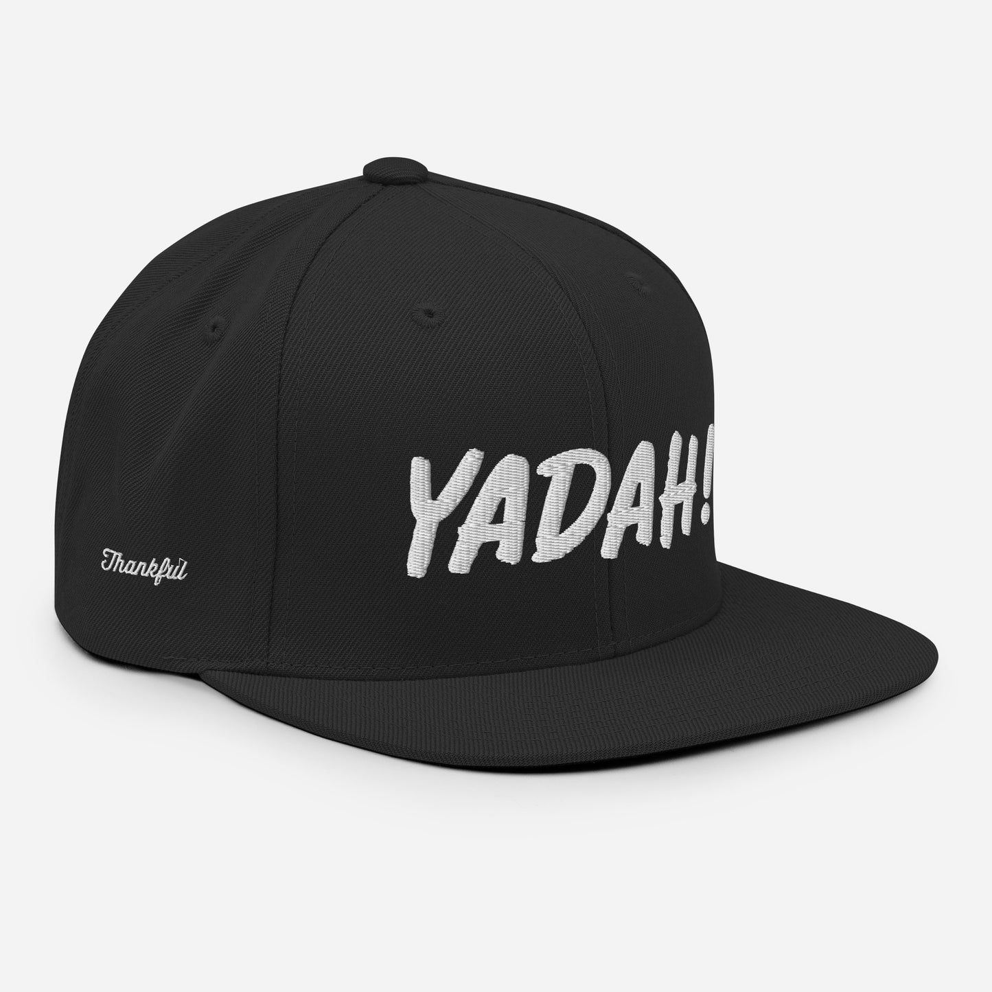 Yadah Embroidered Snapback Baseball Hat - White