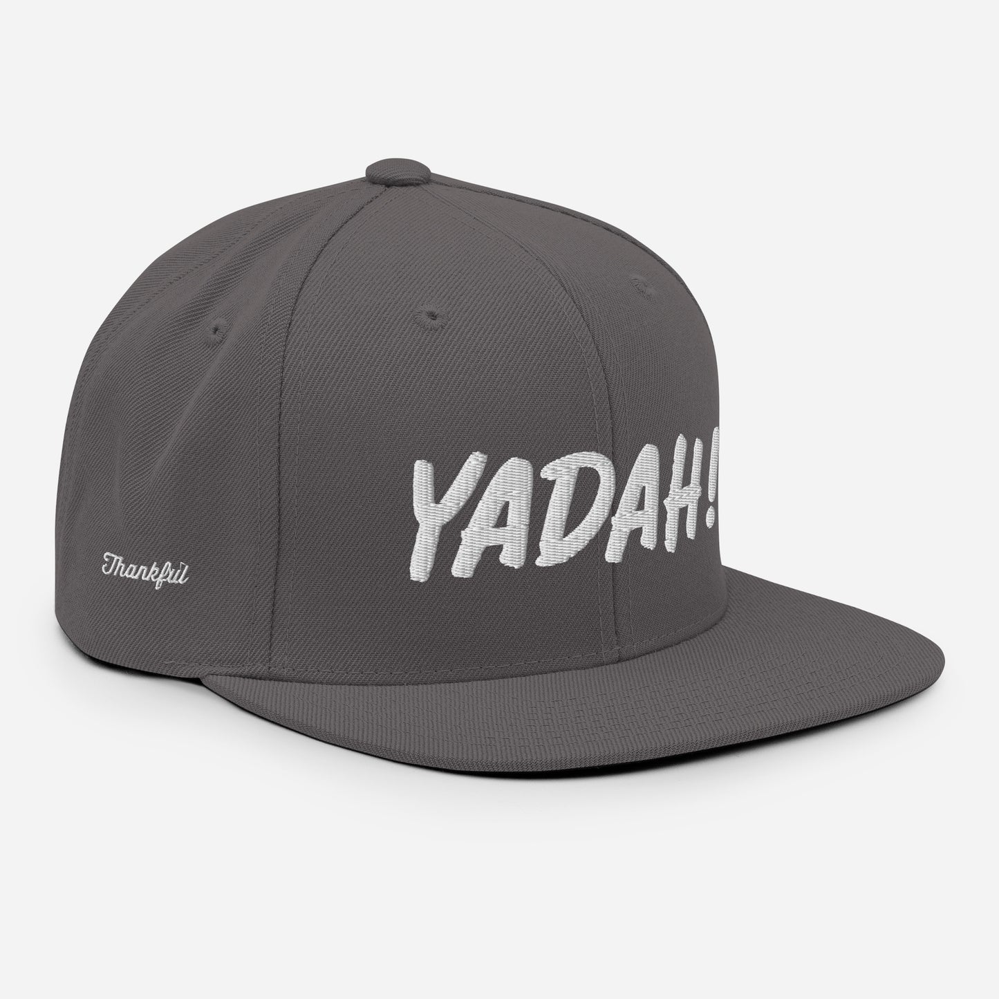 Yadah Embroidered Snapback Baseball Hat - White