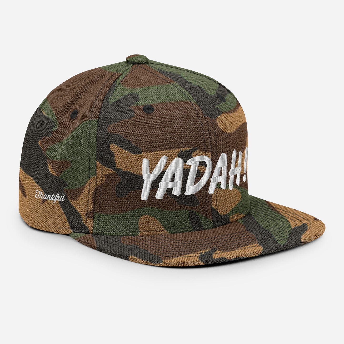 Yadah Embroidered Snapback Baseball Hat - White