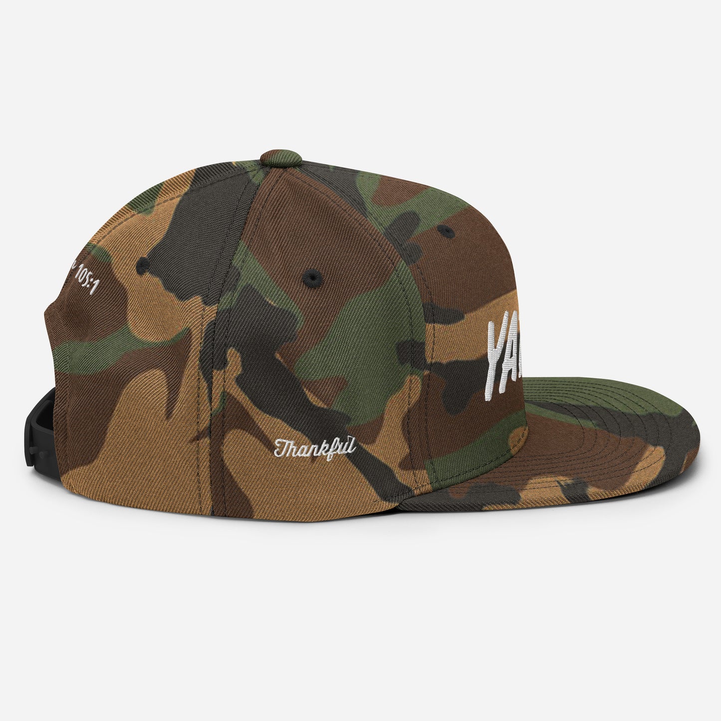 Yadah Embroidered Snapback Baseball Hat - White