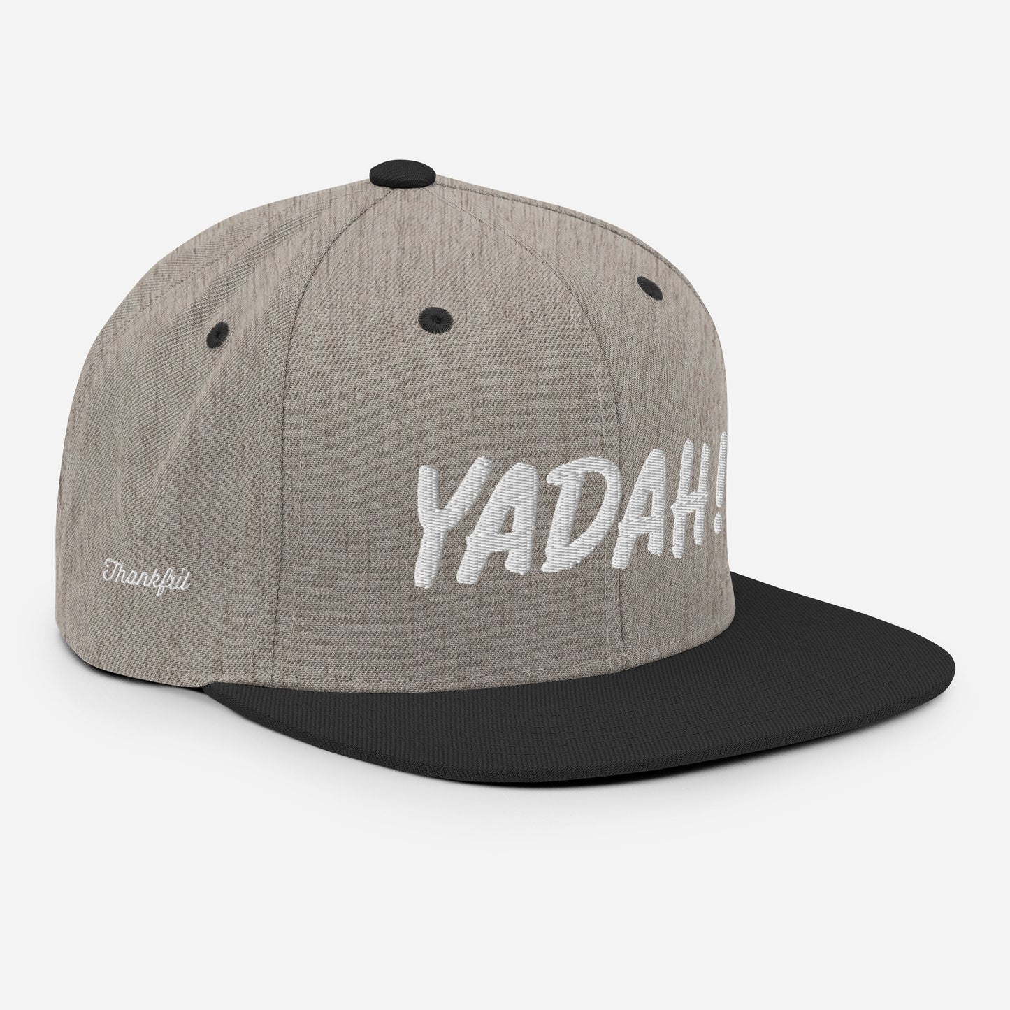 Yadah Embroidered Snapback Baseball Hat - White
