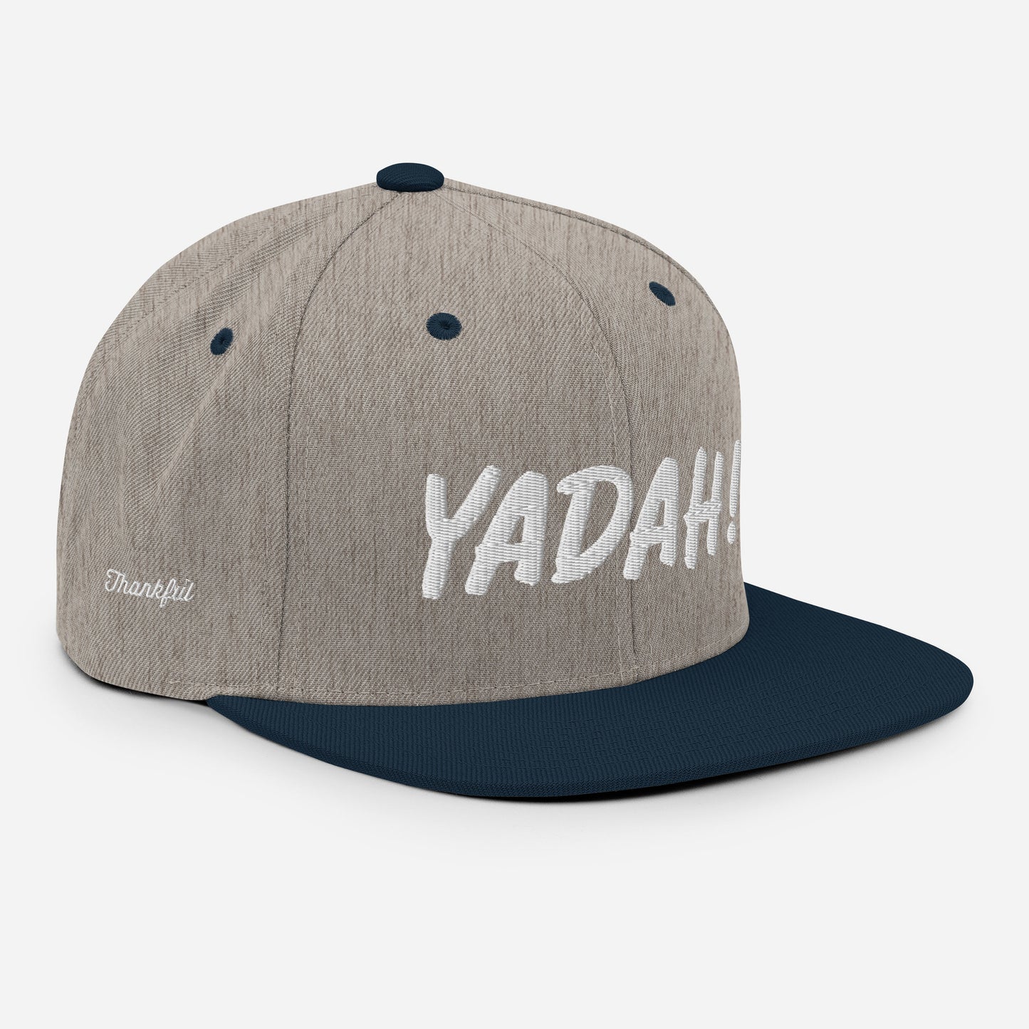 Yadah Embroidered Snapback Baseball Hat - White