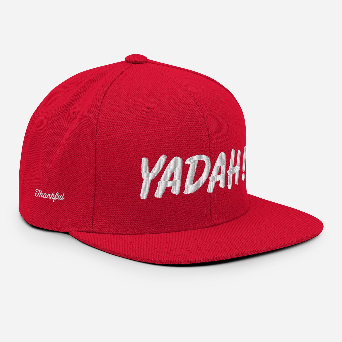 Yadah Embroidered Snapback Baseball Hat - White