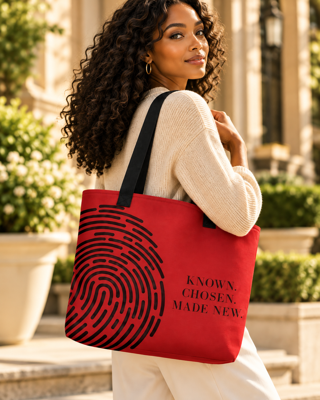 BELIEVER IDENTITY | Large Tote Bag — Deep Red