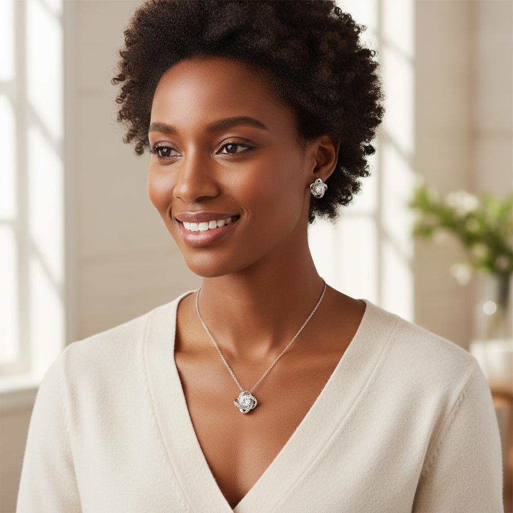 Not Easily Broken Love Knot Necklace & Earring Set | Faith-Inspired Jewelry Gift