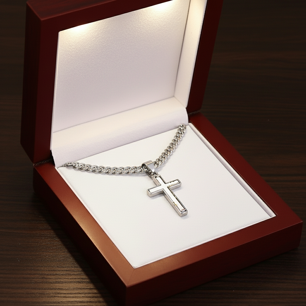 Personalized Men's Cross Necklace | Psalm 121 Faith Jewelry Gift for Him