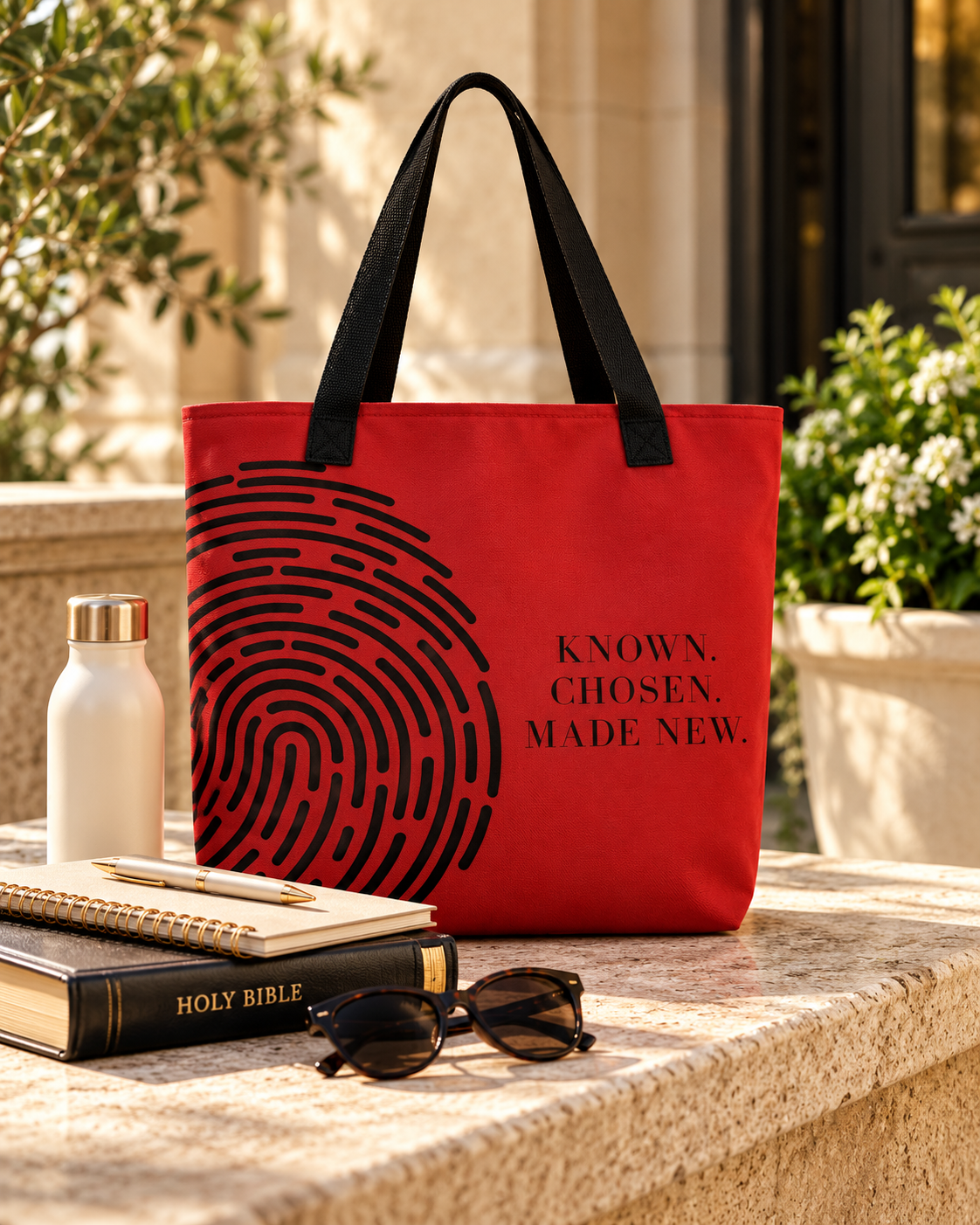 BELIEVER IDENTITY | Large Tote Bag — Deep Red