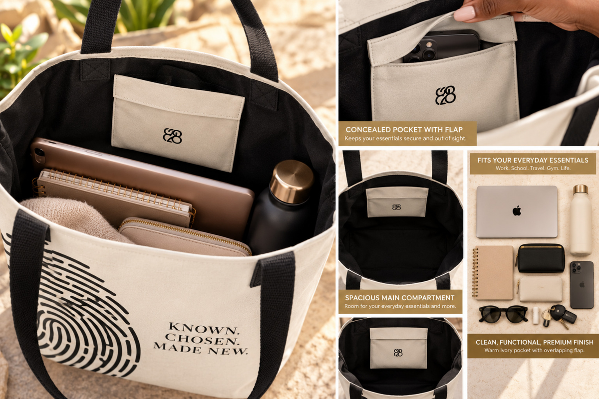 BELIEVER IDENTITY | Large Tote Bag — Warm Ivory