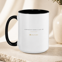 Lamentations 3:22–23 reverse design with 828 Creations maker’s mark on Christian mug