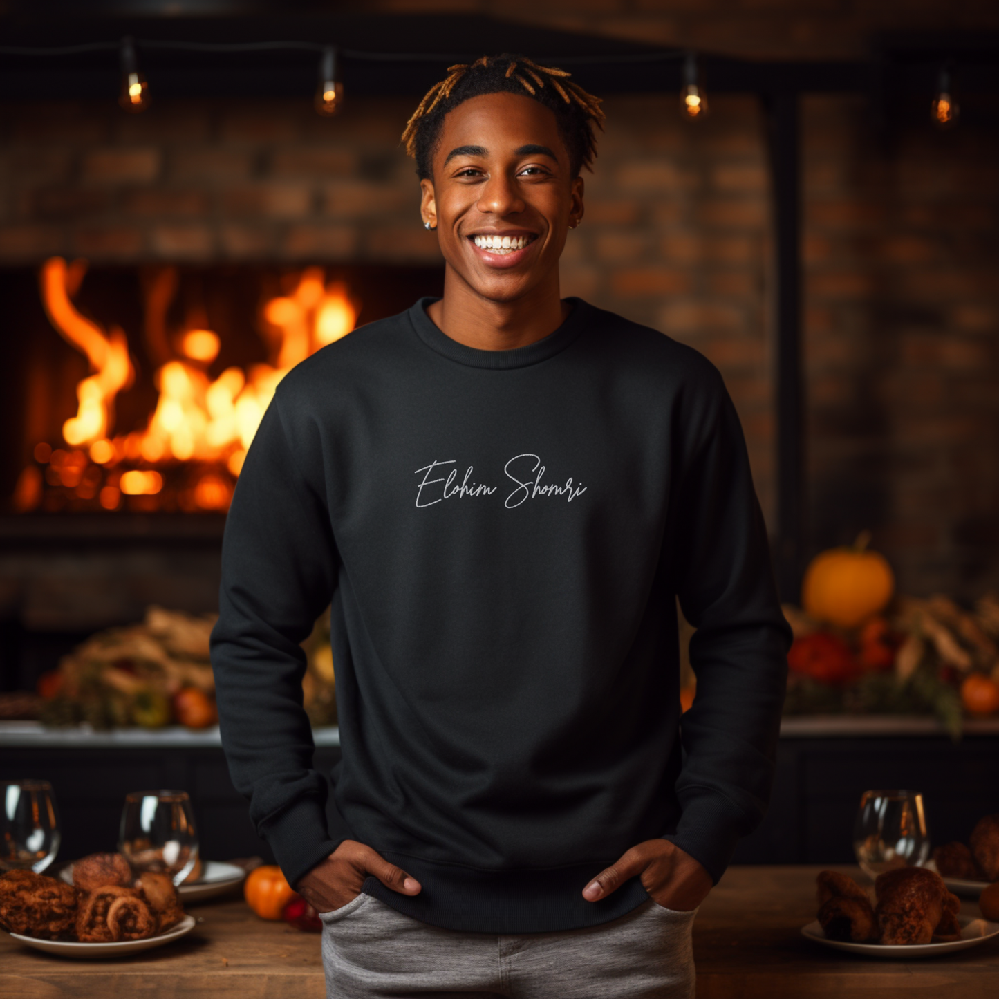 Elohim Shomri Embroidered Crew Neck Sweatshirt
