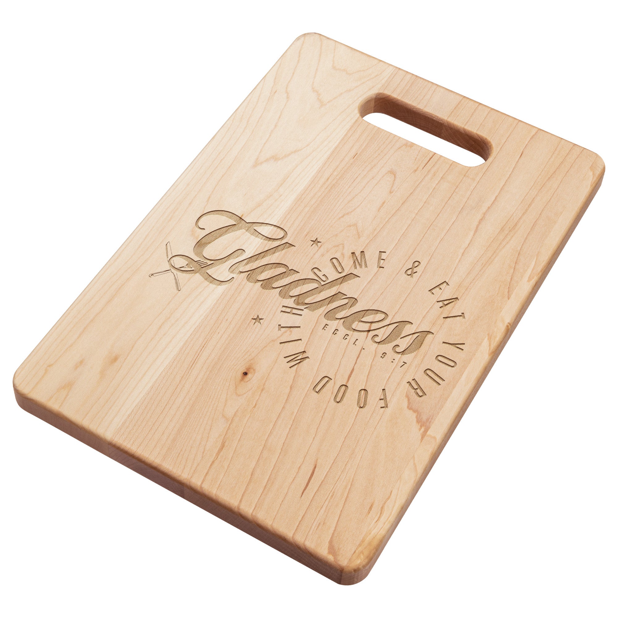 Gladness Charming Maple Laser Engraved Cutting Board with Handle | Soul Food Chopping Board | 3 Sizes | Wedding Gift | Gift