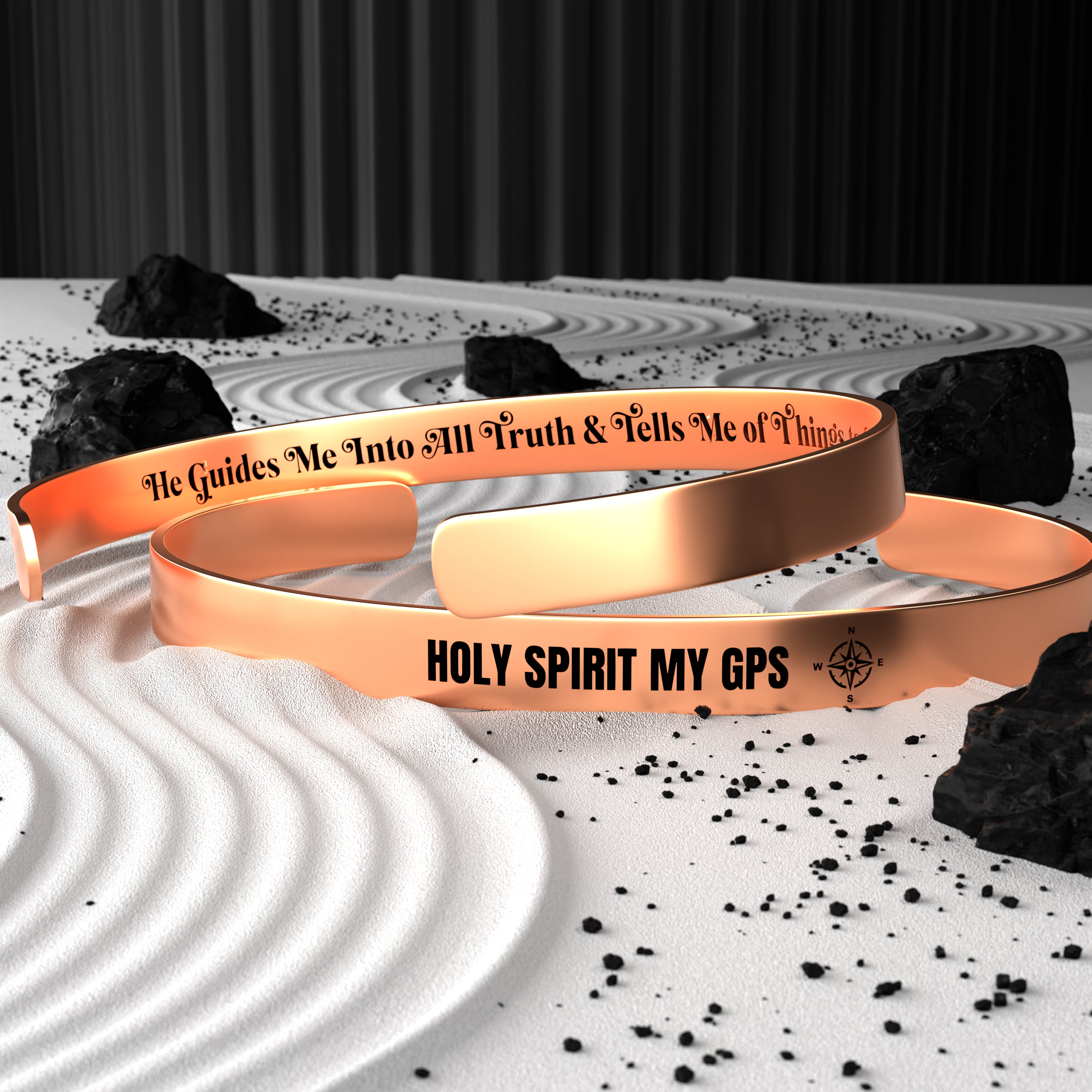 Holy Spirit My GPS Luxury Cuff Bracelet | Gold, Silver, Rose Gold