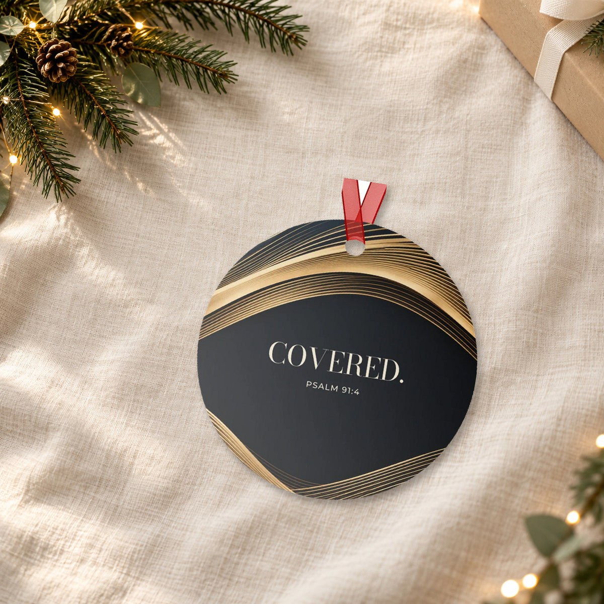 COVERED. — Psalm 91:4 Metal Keepsake Ornament