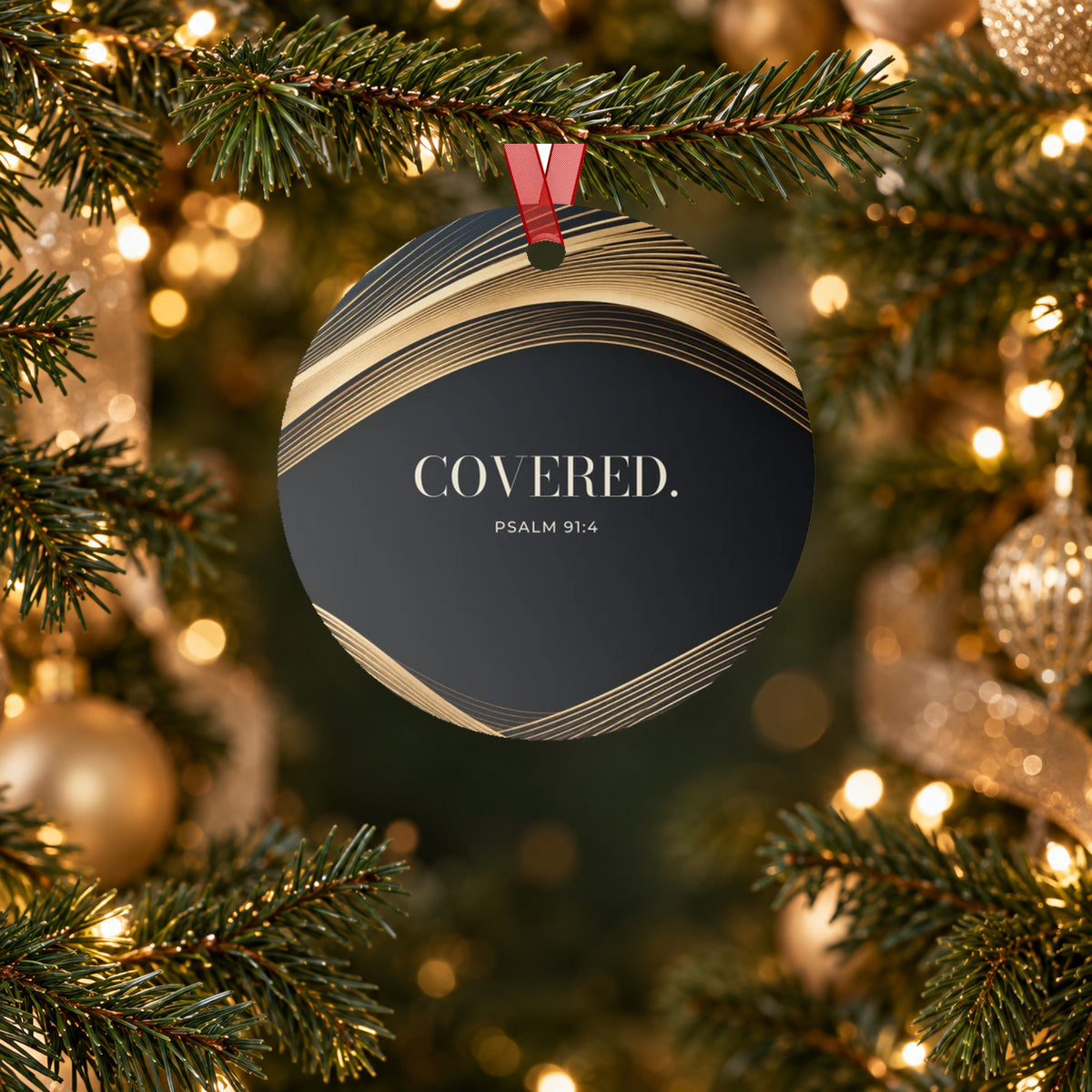 COVERED. — Psalm 91:4 Metal Keepsake Ornament