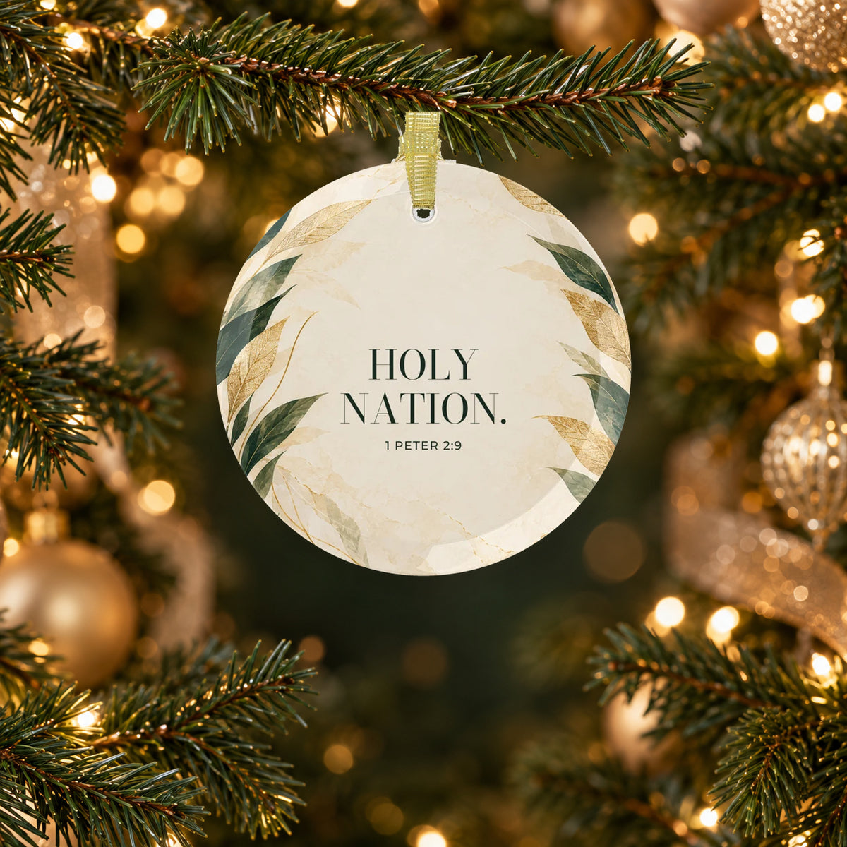 HOLY NATION. — 1 Peter 2:9 Glass Keepsake Ornament