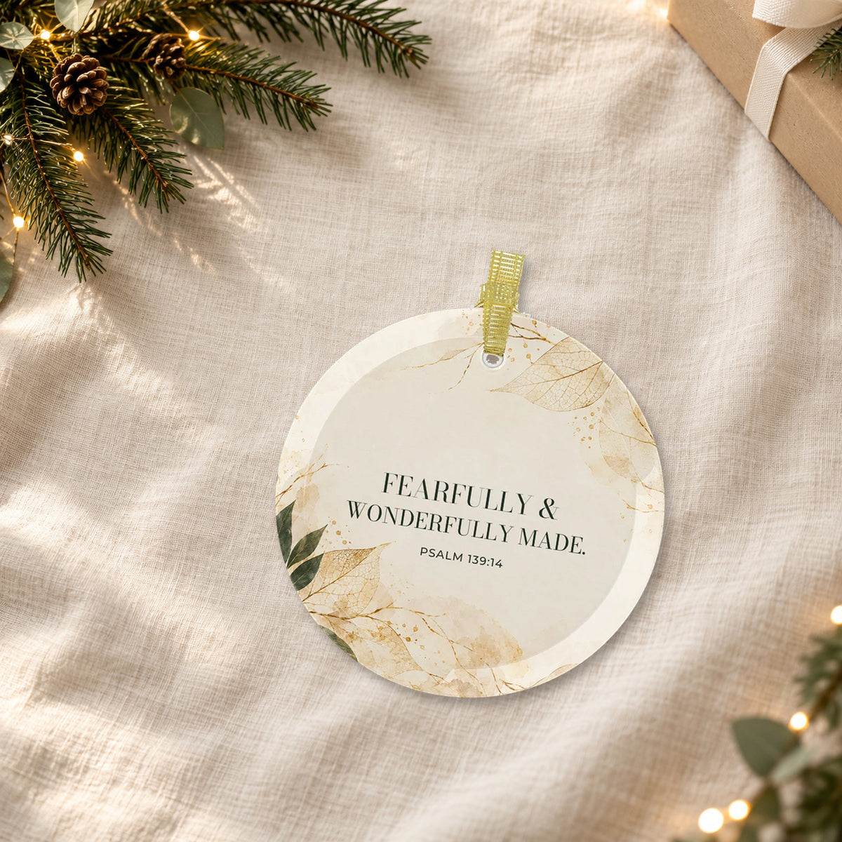 FEARFULLY & WONDERFULLY MADE. — Psalm 139:14 Glass Keepsake Ornament