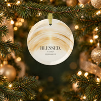 BLESSED. — Ephesians 1:3 Glass Keepsake Ornament