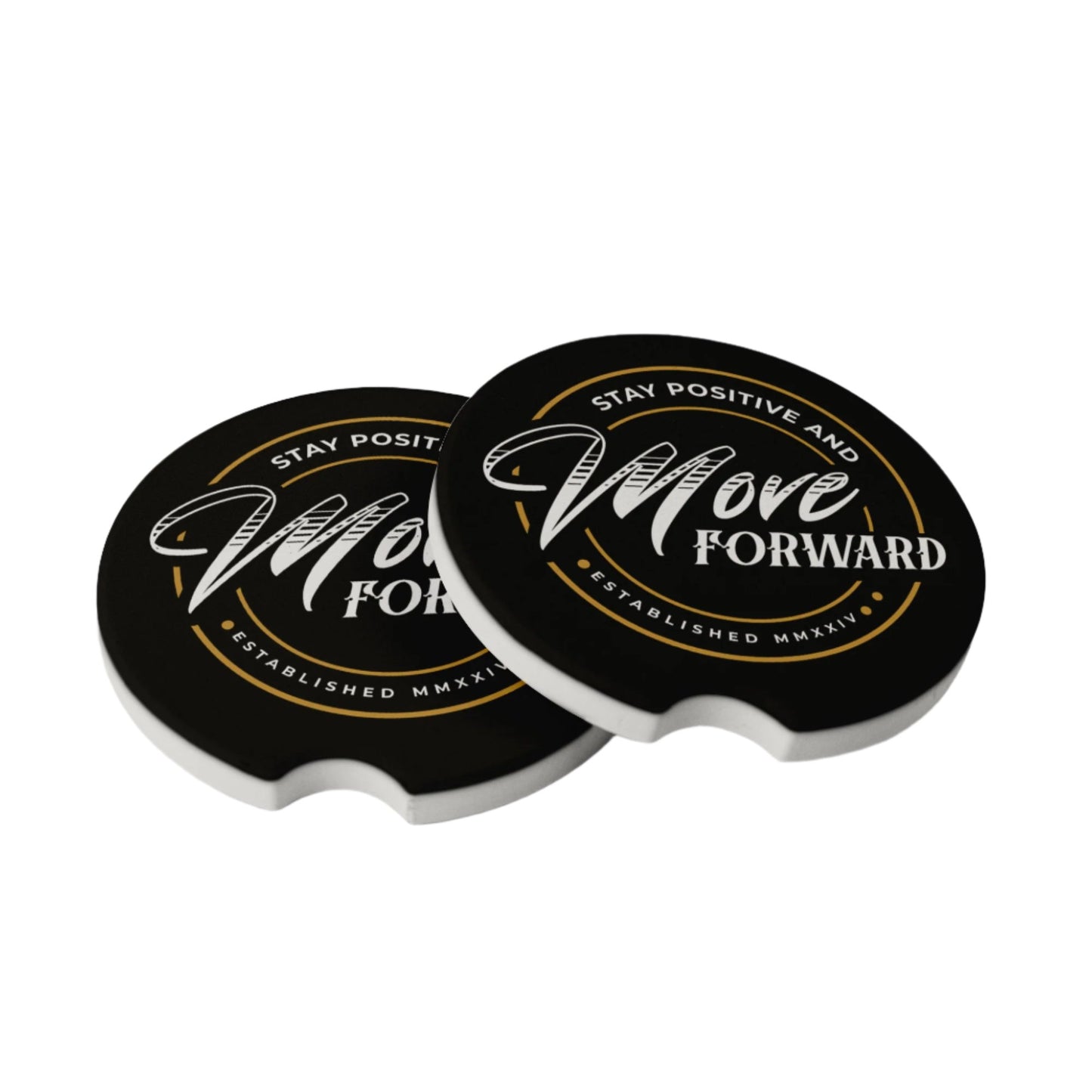 Stay Positive | Move Forward Car Coasters – Set of 2