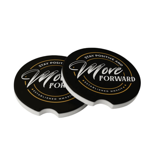 Stay Positive | Move Forward Car Coasters – Set of 2