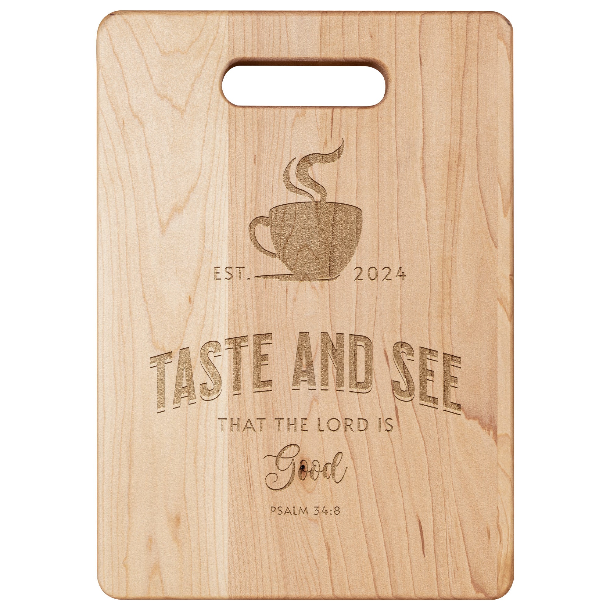 Taste & See Stunning Maple Laser Engraved Cutting Board with Handle | Soul Food Chopping Board | 3 Sizes | Wedding Gifts | Housewarming Gift