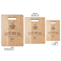 Taste & See Stunning Maple Laser Engraved Cutting Board with Handle | Soul Food Chopping Board | 3 Sizes | Wedding Gifts | Housewarming Gift