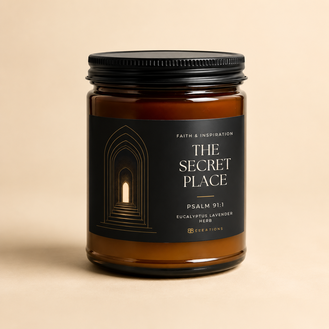 The Secret Place Scripture Candle | Psalm 91:1 | Eucalyptus Lavender Herb