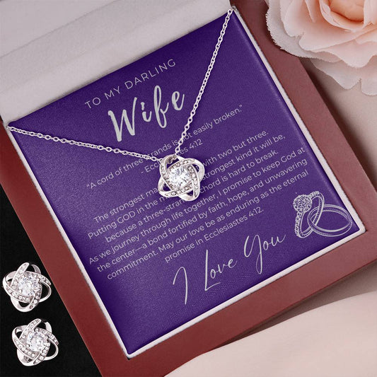 Not Easily Broken, Stunning Love Knot Earring & Necklace Gift Set