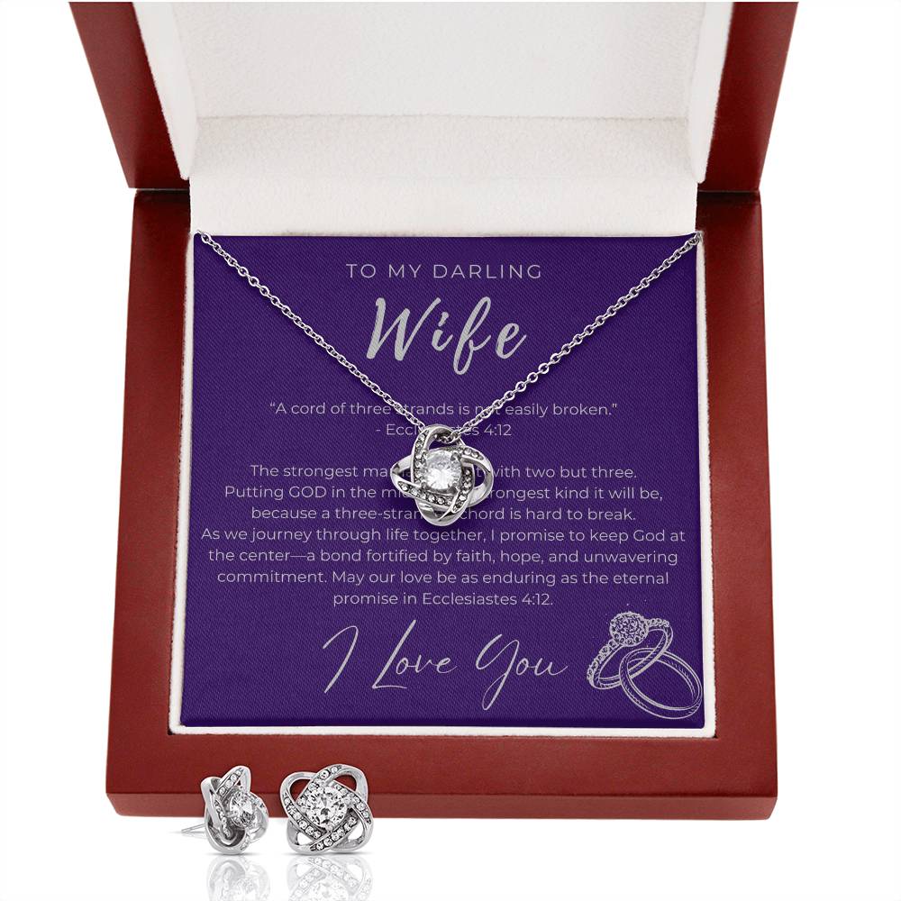 Not Easily Broken, Stunning Love Knot Earring & Necklace Gift Set