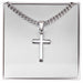 Personalized Cross Necklace Men's Steel Cross Pendant, Men's Cross, Husband Gift, Men's Silver Cross Jewelry with Engraved Message