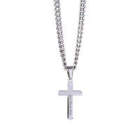 Personalized Cross Necklace Men's Steel Cross Pendant, Men's Cross, Husband Gift, Men's Silver Cross Jewelry with Engraved Message
