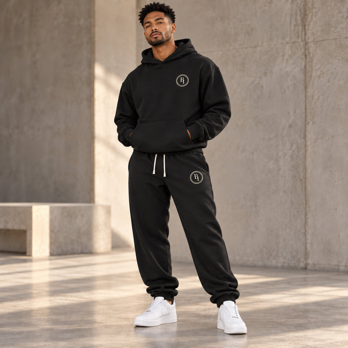 BELIEVER IDENTITY | Essential Sweatpants — Warm Ivory BI Emblem