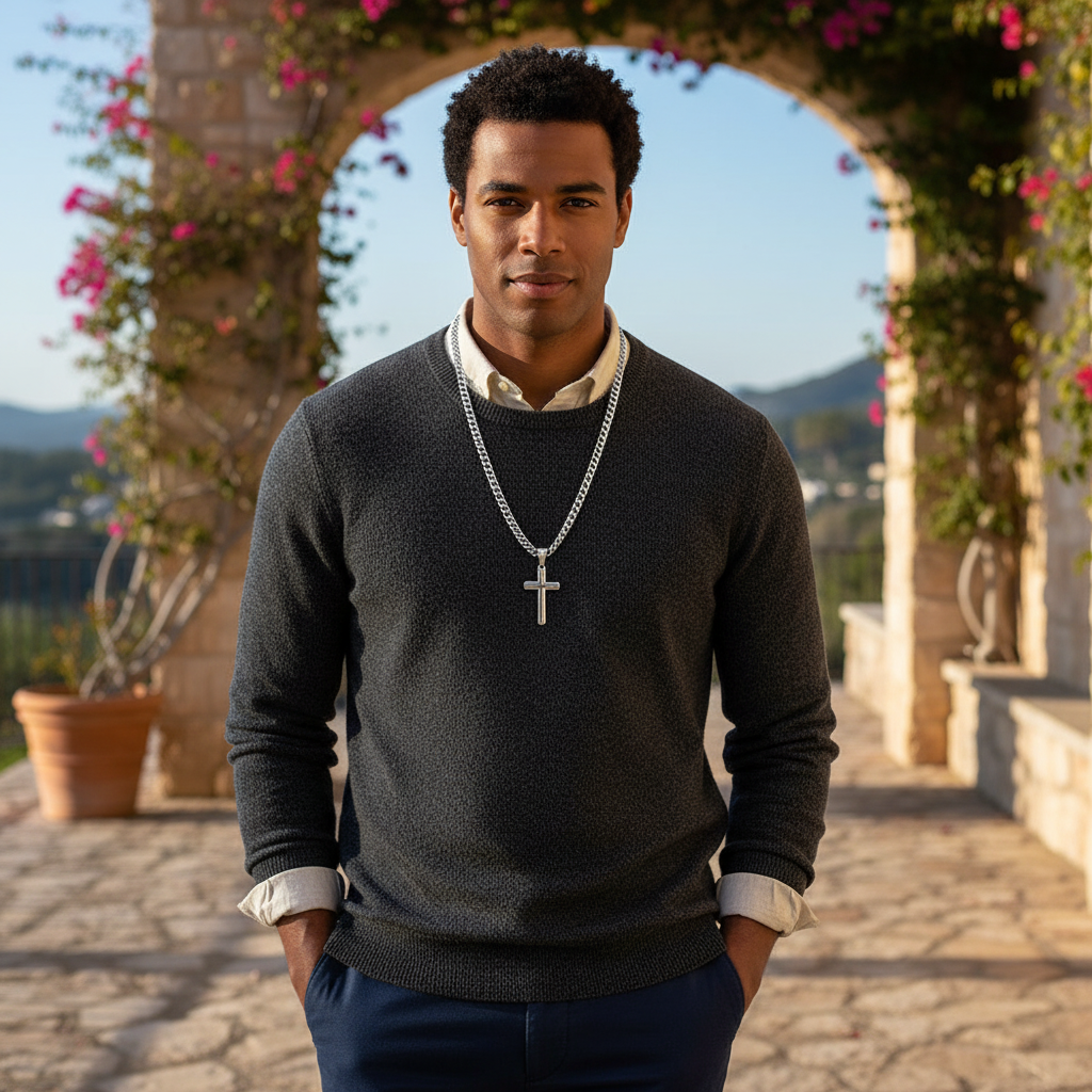 Personalized Men's Cross Necklace | Psalm 121 Faith Jewelry Gift for Him