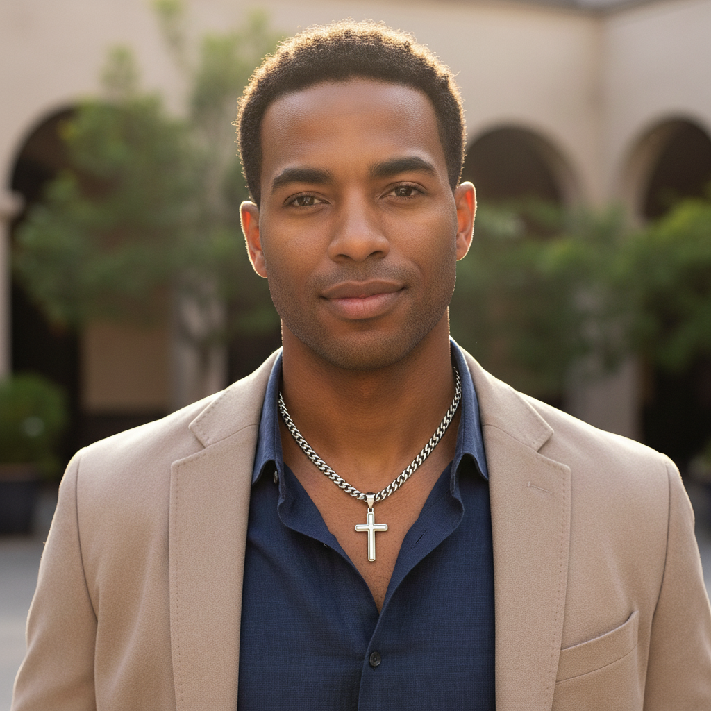 Personalized Men's Cross Necklace | Psalm 121 Faith Jewelry Gift for Him