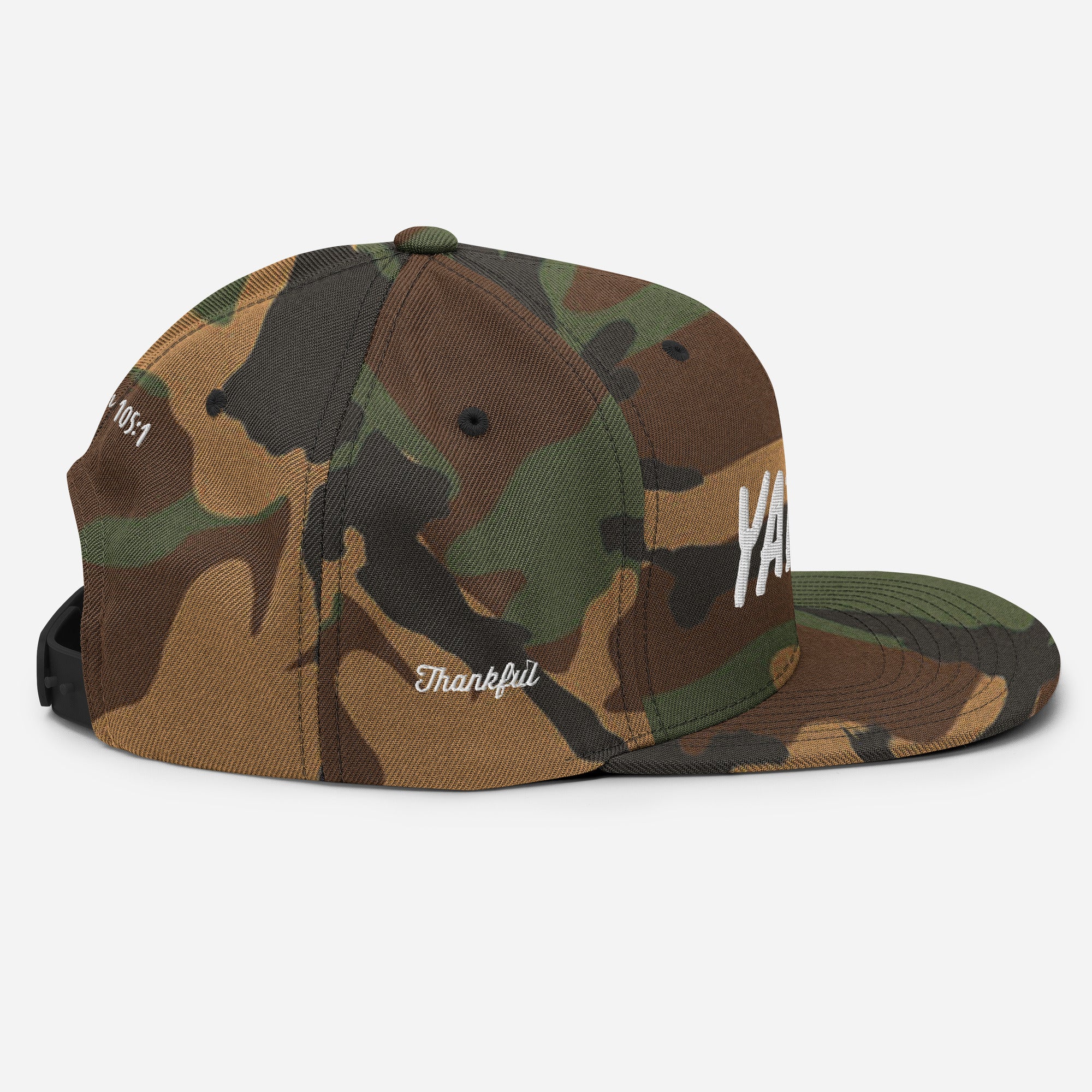 Yadah Embroidered Snapback Baseball Hat - White
