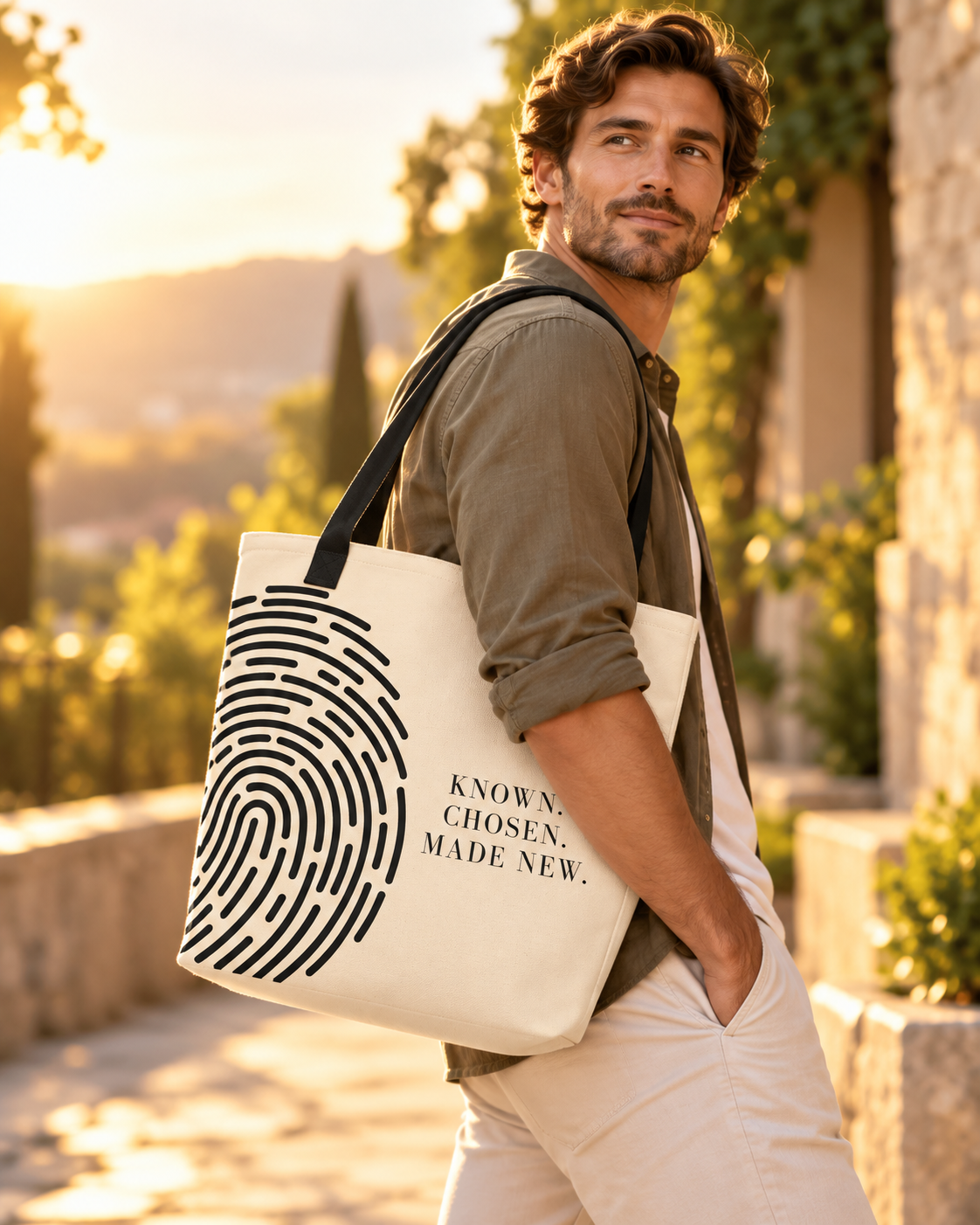 BELIEVER IDENTITY | Large Tote Bag — Warm Ivory