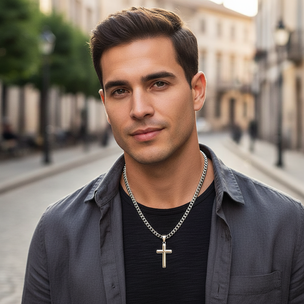 Personalized Men's Cross Necklace | Psalm 121 Faith Jewelry Gift for Him