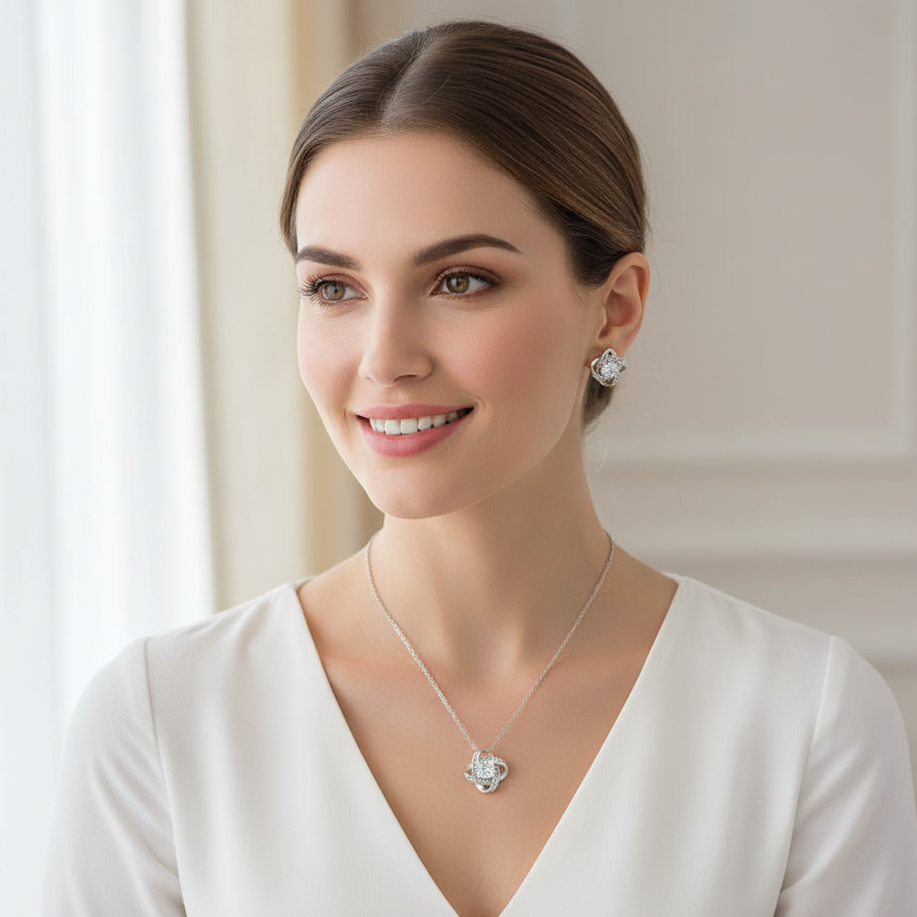 Not Easily Broken Love Knot Necklace & Earring Set | Faith-Inspired Jewelry Gift